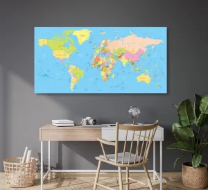 Obraz na korku mapa na modrom pozadí