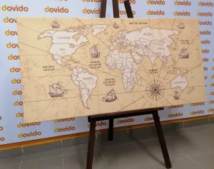 Obraz mapa sveta s loďkami