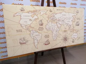 Obraz mapa sveta s loďkami
