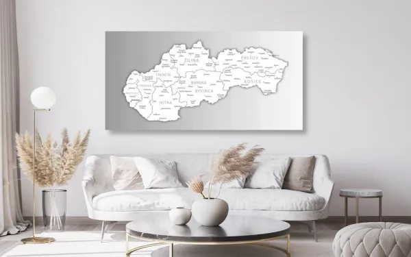 Obraz čiernobiela mapa Slovenska