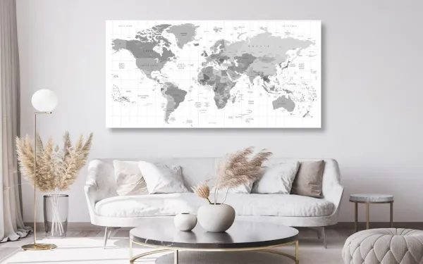 Obraz na korku šedá mapa na bielom pozadí