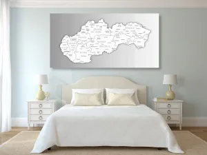 Obraz na korku čiernobiela mapa Slovenska