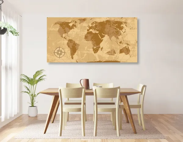 Obraz rustikálna mapa sveta