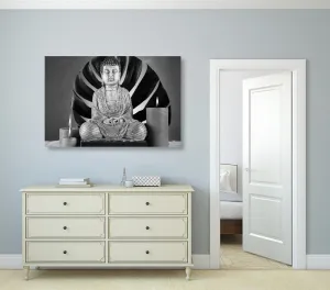 Obraz Budha s relaxačným zátiším v čiernobielom prevedení
