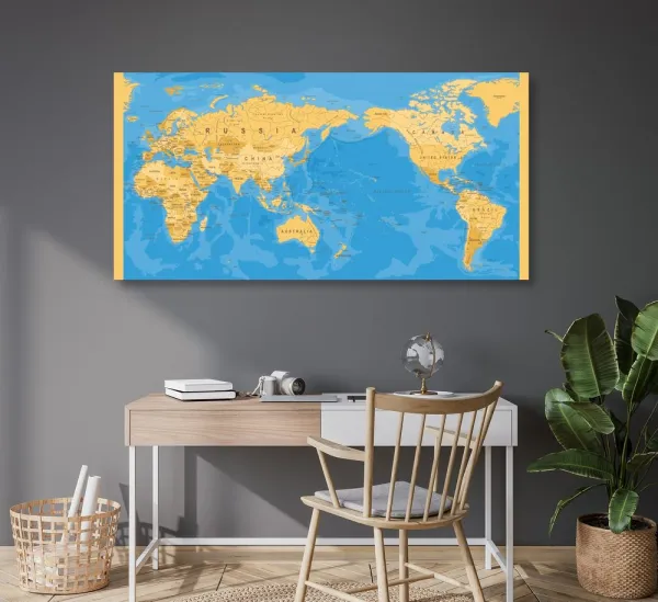 Obraz na korku mapa sveta v zaujímavom prevedení