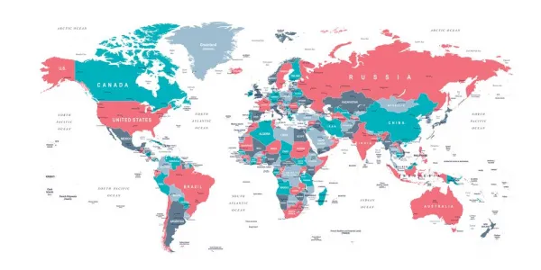 Obraz mapa sveta s pastelovým nádychom