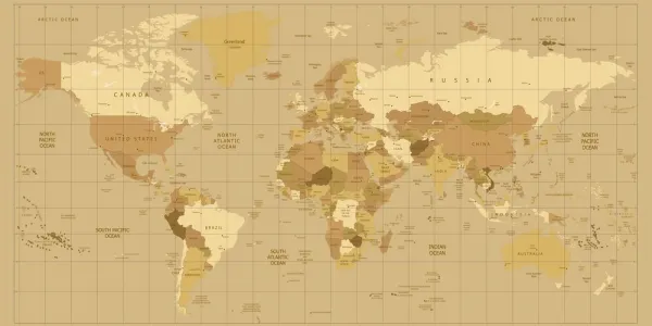 Obraz na korku mapa sveta v béžovom odtieni