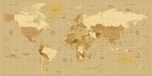 Obraz na korku mapa sveta v béžovom odtieni