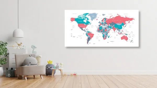 Obraz mapa sveta s pastelovým nádychom