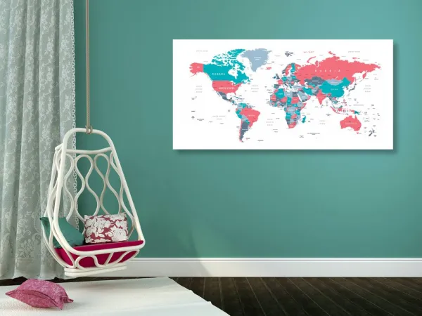 Obraz mapa sveta s pastelovým nádychom