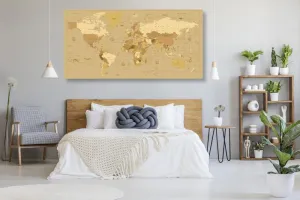 Obraz na korku mapa sveta v béžovom odtieni