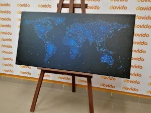 Obraz mapa sveta s nočnou oblohou