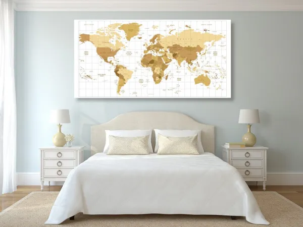 Obraz na korku béžová mapa sveta na svetlom pozadí