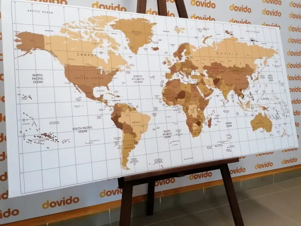 Obraz na korku béžová mapa sveta na svetlom pozadí