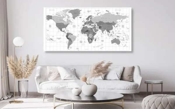 Obraz na korku šedá mapa na bielom pozadí