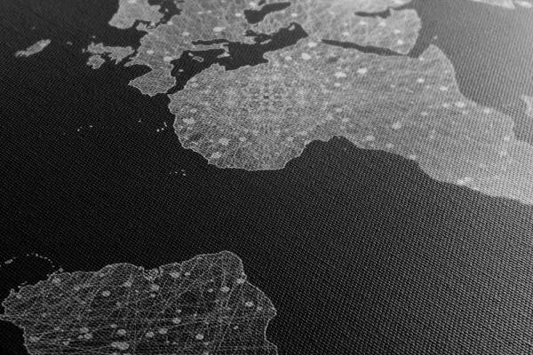 Obraz nočná čiernobiela mapa sveta