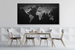 Obraz nočná čiernobiela mapa sveta