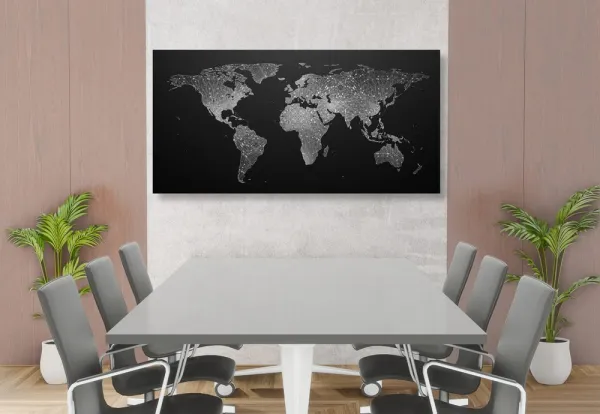 Obraz nočná čiernobiela mapa sveta