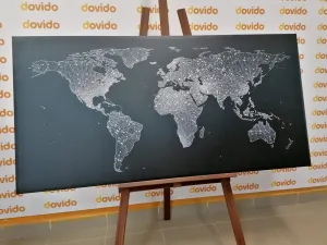 Obraz nočná čiernobiela mapa sveta