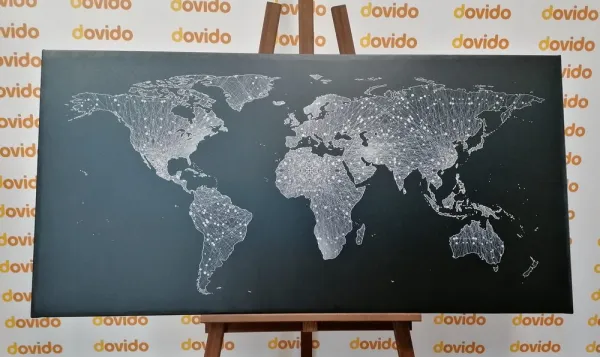 Obraz nočná čiernobiela mapa sveta