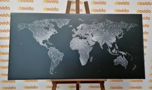 Obraz nočná čiernobiela mapa sveta