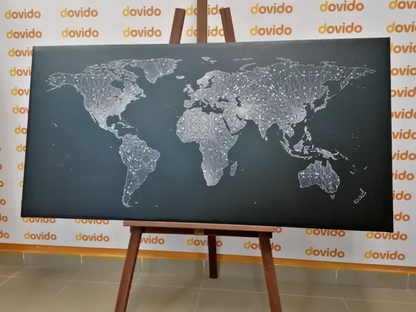 Obraz nočná čiernobiela mapa sveta