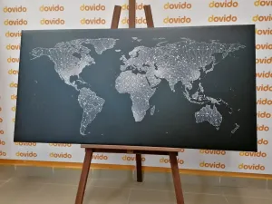 Obraz nočná čiernobiela mapa sveta