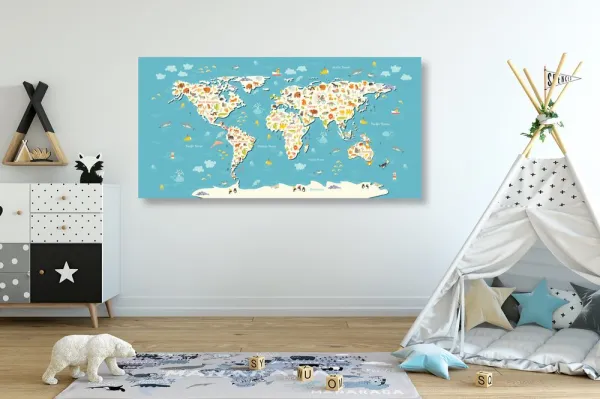 Obraz detská mapa so zvieratkami