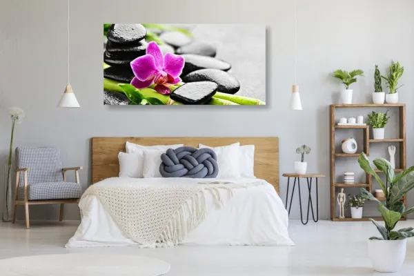Obraz wellness zátišie s fialovou orchideou