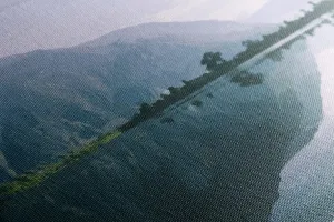 Obraz maľované hory pri jazere