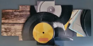 5-dielny obraz staré platne gramofónu