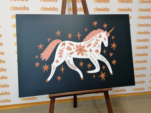Obraz rozprávkový jednorožec v ľudovom nádychu