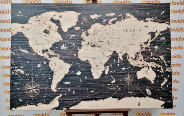 Obraz mapa na drevenom pozadí