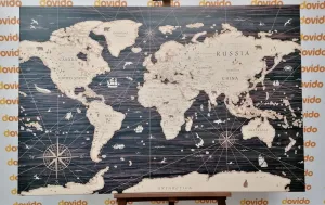 Obraz mapa na drevenom pozadí