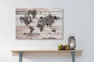 Obraz mapa na drevenom podklade