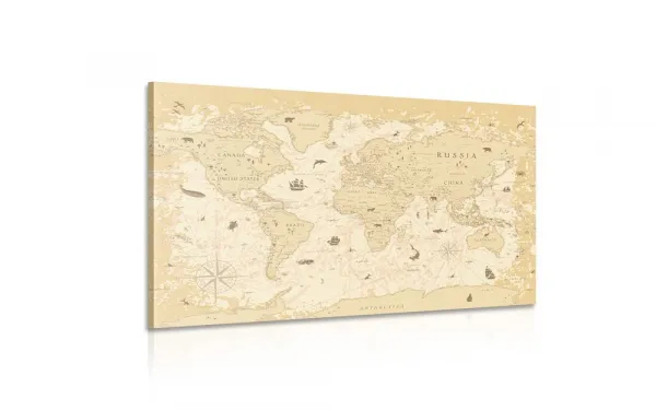 Obraz mapa v béžovom prevedení