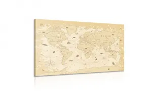 Obraz mapa v béžovom prevedení