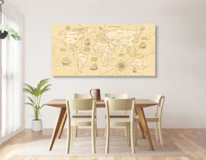 Obraz mapa sveta s loďkami