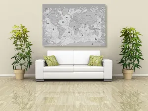 Obraz mapa v čiernobielom prevedení