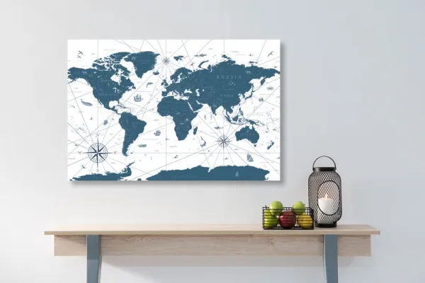 Obraz mapa v modrom prevedení