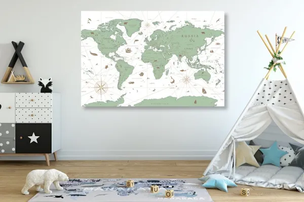 Obraz mapa v zelenom prevedení