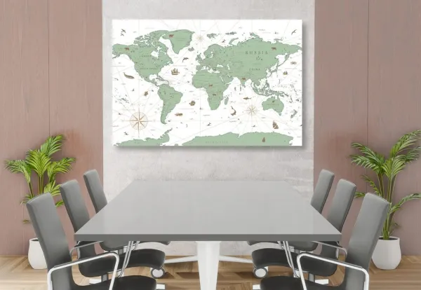 Obraz mapa v zelenom prevedení