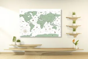 Obraz mapa v zelenom prevedení