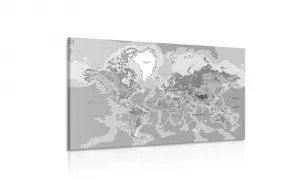 Obraz klasická mapa sveta v čiernobielom prevedení