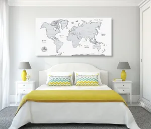 Obraz nádherná čiernobiela mapa sveta