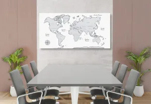 Obraz nádherná čiernobiela mapa sveta