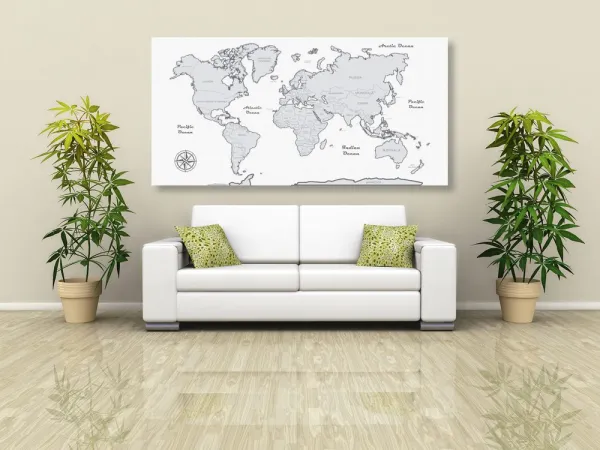 Obraz nádherná čiernobiela mapa sveta