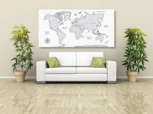 Obraz nádherná čiernobiela mapa sveta