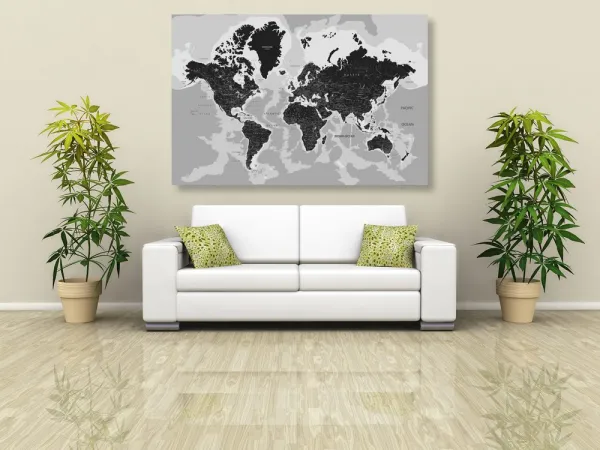 Obraz moderná čiernobiela mapa