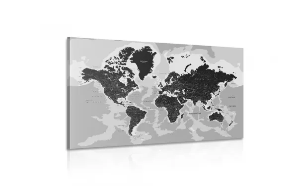 Obraz moderná čiernobiela mapa